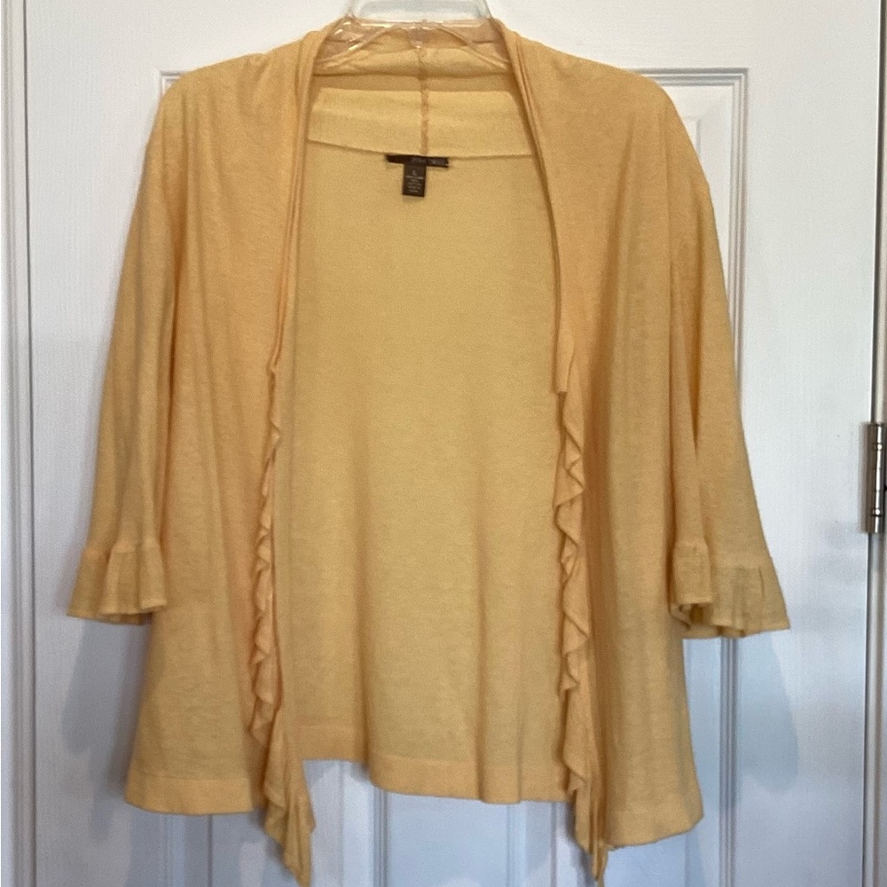 Elegant Yellow Ruffle Cardigan